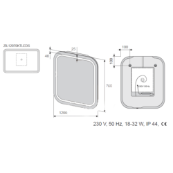 Zrcadlo s LED osvětlením Naturel Iluxit 120x70 cm ZIL12070KTLEDS