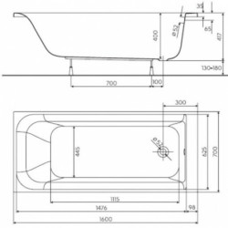 Obdélníková vana Kolo Rekord 160x70 cm akrylát levá i pravá XWP1660000