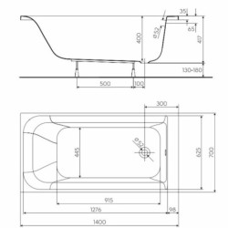 Obdélníková vana Kolo Rekord 140x70 cm akrylát levá i pravá XWP1640000