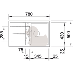 Set dřezu a baterie Blanco 09 METRA 45 S 78x50 cm antracit + MIDA SETB2