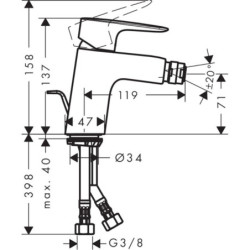Bidetová baterie Hansgrohe HG248 s výpustí chrom SIKOBHGMS235