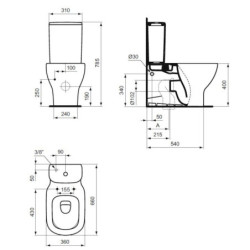 Wc kombi komplet Ideal Standard Tesi vario odpad SIKOSIST0082
