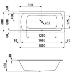 Obdélníková vana Laufen Bolsena 180x80 cm smaltovaná ocel levá i pravá SIKOVLMP180