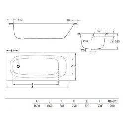 Obdélníková vana Jika Siena 160x75 cm smaltovaná ocel levá i pravá SIKOVJTA16075