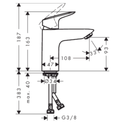 Umyvadlová baterie Hansgrohe Logis s clic-clacem chrom 71107000