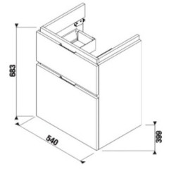 Koupelnová skříňka pod umyvadlo Jika Cubito 54x40,3x68,3 cm dub H40J4224025191