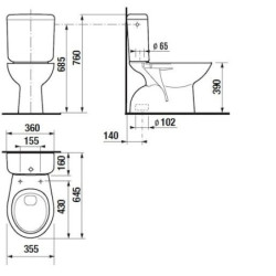 Stojící WC kombi Jika Neo, spodní odpad, 64,9cm H8613950007871