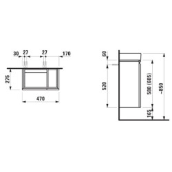 Koupelnová skříňka pod umyvadlo Laufen Pro 47x27,5x62 cm multicolor H4830010959991