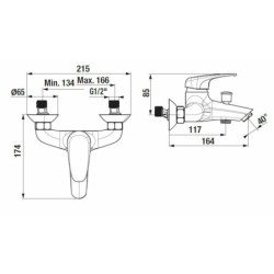 Vanová baterie Jika Deep bez sprchového setu 150 mm chrom H3211U70044001