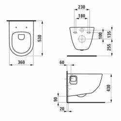 Wc závěsné Laufen Pro zadní odpad H8209644000001