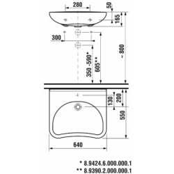 Bezbariérové umyvadlo Jika Mio 64x55 cm otvor pro baterii uprostřed H8137141001041