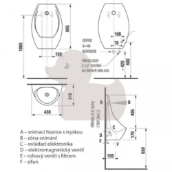 Pisoár se senzorem Jika Domino spodní odpad H8411010004871