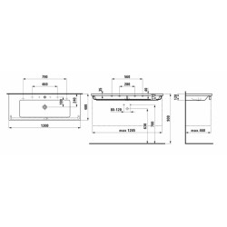 Nábytkové umyvadlo Laufen Living Square 130x48 cm dva otvory pro baterii H8164360001071