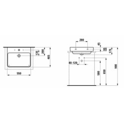 Umyvadlo Laufen Pro S 55x46,5 cm otvor pro baterii uprostřed H8169620001041