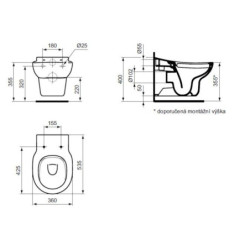 Wc závěsné Ideal Standard Contour 21 zadní odpad S312801