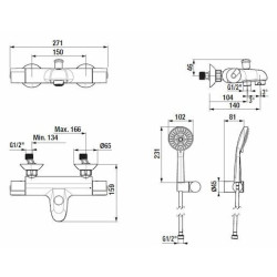 Vanová baterie Jika Deep se sprchovým setem 150 mm chrom H3231U70042711