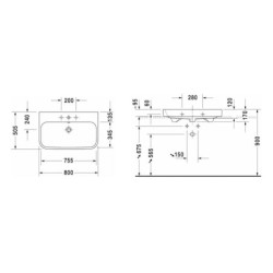 Umyvadlo Duravit Happy D.2 80x50,5 cm otvor pro baterii uprostřed 2318800027