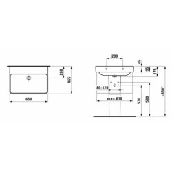Umyvadlo Laufen Pro S 65x46,5 cm bez otvoru pro baterii H8109640001091