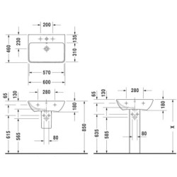 Umyvadlo Duravit Me By Starck 60x46 cm otvor pro baterii uprostřed 2335600000