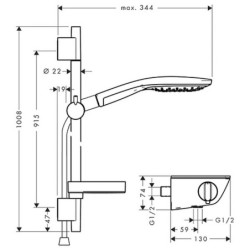Sprchová baterie Hansgrohe Raindance Select S se sprchovým setem 150 mm bílá/chrom 27037400