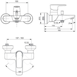 Vanová baterie Ideal Standard Connect Air 150 mm chrom A7033AA