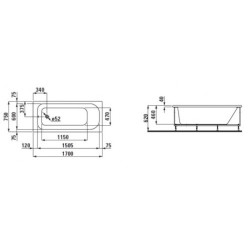 Obdélníková vana Laufen Solution 170x75 cm akrylát levá i pravá H2235010000001