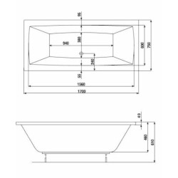Obdélníková vana Jika Cubito 170x75 cm akrylát levá i pravá H2264200000001