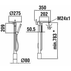 Vanová baterie Laufen KARTELL BY LAUFEN bez podomítkového tělesa chrom H3213310041211