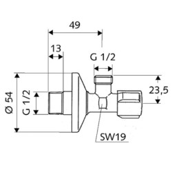 Schell COMFORT ventil rohový 1/2" x 1/2" 052170699