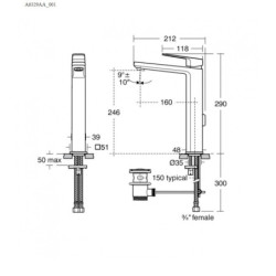 Vysoká umyvadlová baterie Ideal Standard Tonic II bez výpusti chrom A6329AA