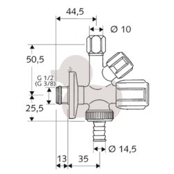 Schell COMFORT ventil kombinovaný 1/2" x 3/4" x 3/8" 035510699