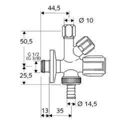 Schell COMFORT ventil kombinovaný 1/2" x 3/4" x 3/8" 035510699