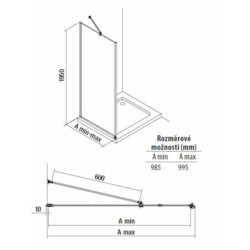 Boční zástěna ke sprchovým dveřím 100 cm Jika Pure H2974230026681