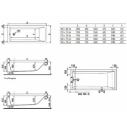Obdélníková vana Jika Cubito 170x70 cm akrylát levá i pravá H2244200000001