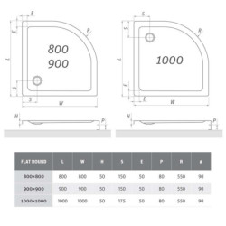 Sprchová vanička čtvrtkruhová Roth 90x90 cm akrylát 8000116