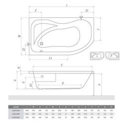 Asymetrická vana Roth Activa 170x90 cm akrylát pravá 8180000