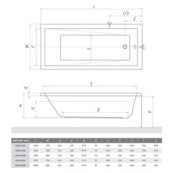Obdélníková vana Roth Kubic Neo Slim 160x80 cm akrylát levá i pravá 9320SLM