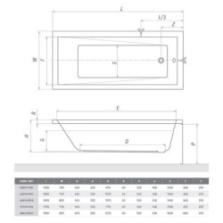 Obdélníková vana Roth Kubic Neo 160x70 cm akrylát levá i pravá 9310000