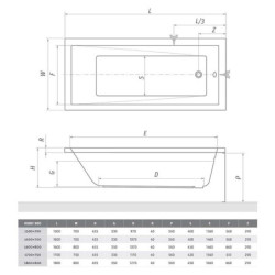 Obdélníková vana Roth Kubic Neo 170x75 cm akrylát levá i pravá 9330000
