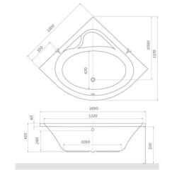 Rohová vana Roth Flora Neo 120x120 cm akrylát levá i pravá 9590000
