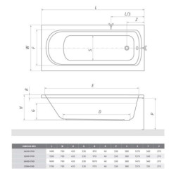 Obdélníková vana Roth Vanessa Neo 150x70 cm akrylát levá i pravá 9560000