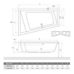 Asymetrická vana Roth Kubic Asymmetric 160x103 cm akrylát pravá 9670000