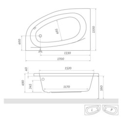 Asymetrická vana Roth Isabella Neo 170x110 cm akrylát levá 9700000