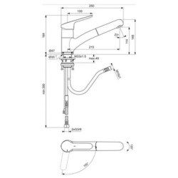Dřezová baterie Ideal Standard Ceraflex s vytahovací sprškou chrom BC143AA