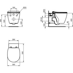 Wc závěsné Ideal Standard Connect zadní odpad E047901
