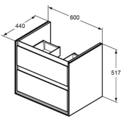 Koupelnová skříňka pod umyvadlo Ideal Standard Connect Air 60x44x51,7 cm světle šedá lesk/bílá mat E0818EQ