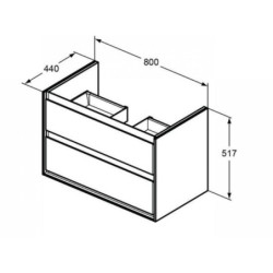 Koupelnová skříňka pod umyvadlo Ideal Standard Connect Air 80x44x51,7 cm bílá lesk/světle šedá mat E0819KN
