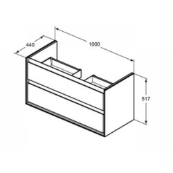 Koupelnová skříňka pod umyvadlo Ideal Standard Connect Air 100x44x51,7 cm bílá lesk/světle šedá mat E0821KN