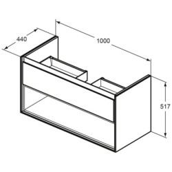 Koupelnová skříňka pod umyvadlo Ideal Standard Connect Air 100x44x51,7 cm bílá lesk/světle šedá mat E0828KN