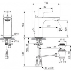 Umyvadlová baterie Ideal Standard Connect Air s vtokem chrom A7022AA
